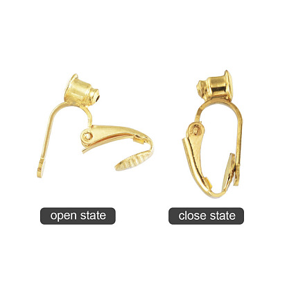 Brass Clip-on Earring Converters Findings, for Non-Pierced Ears, 6x19x9mm, Hole: 1mm