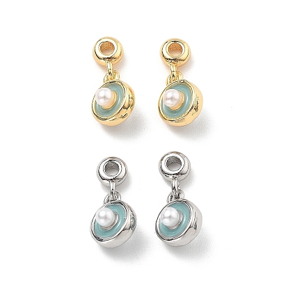 Латунь эмаль прелести, с абс имтация жемчужина, плоский круглый шарм