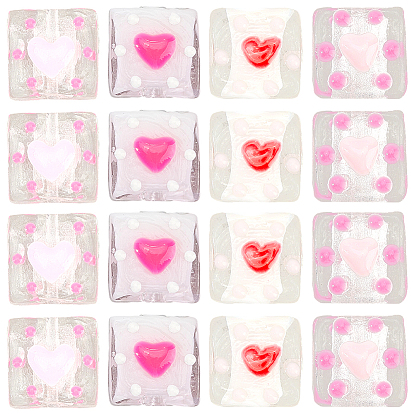 16 шт. 4 цвета эмалевые бусины ручной работы ко Дню святого Валентина, бусины ручной работы, квадрат с сердцем