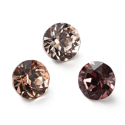 Glass Rhinestone Cabochons, Point Back & Back Plated, Faceted, Diamond