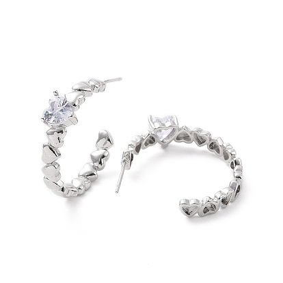 Серьги-гвоздики из латуни с микропаве из кубического циркония, долговечные гальванические формы c с серьгой в форме сердца для женщин, без кадмия и без свинца