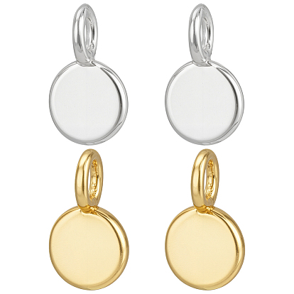 4 шт. 2 цвета 925 плоские круглые подвески из стерлингового серебра, с замшевой тканью из поликарбоната квадратной серебряной полировальной салфеткой