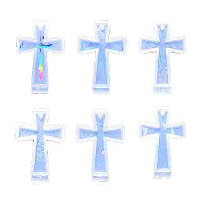 DIY Holographic Cross Pendant Food Grade Silicone Molds, Laser Effect Charm Resin Casting Molds, For UV Resin, Epoxy Resin Jewelry Making, Heart/Firework/Geometric/Light Pattern