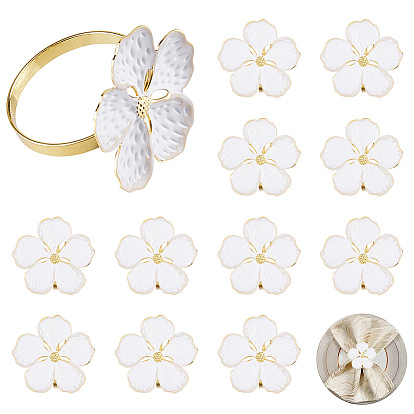 16Anillos para servilletas de esmalte de aleación de flores de piezas, adorno de servilletero