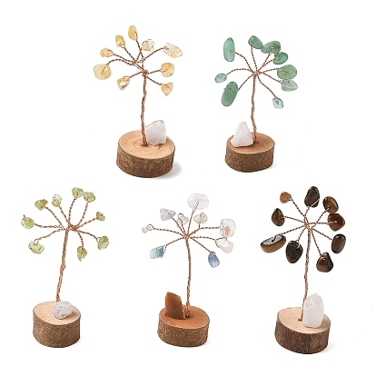 Украшения из натурального драгоценного камня дерево жизни, деревянная основа с медной проволокой, фен-шуй энергетический камень подарок для домашнего офиса украшение рабочего стола