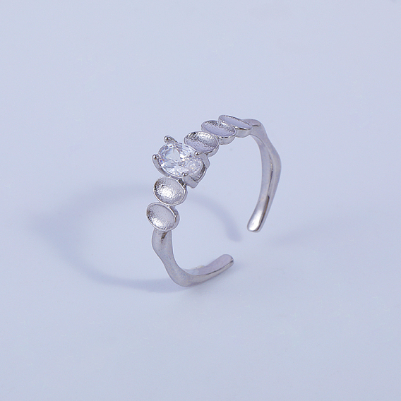 Латунные кольца-манжеты с микропаве и прозрачным цирконием для женщин, овальные