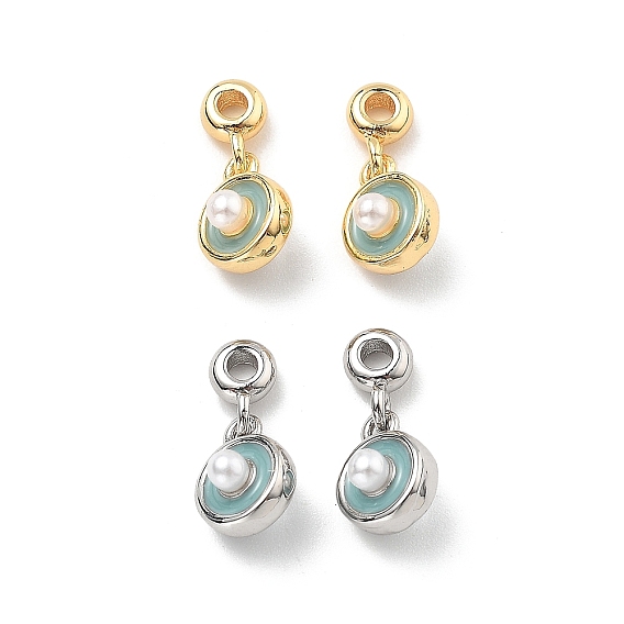 Латунь эмаль прелести, с абс имтация жемчужина, плоский круглый шарм