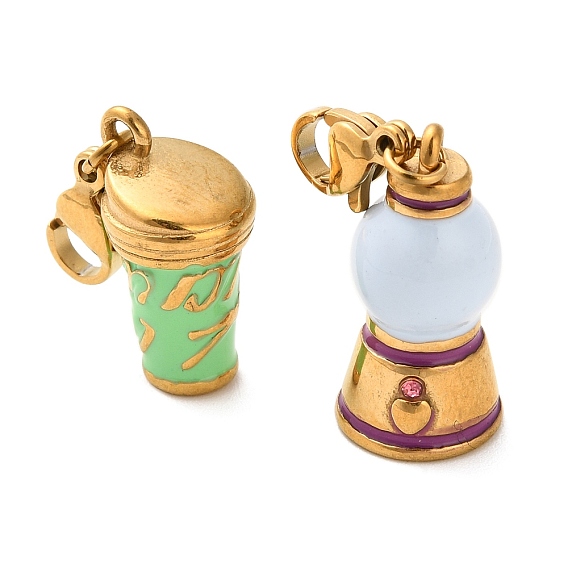 304 подвесные украшения из эмали из нержавеющей стали, золотые