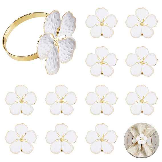 16Pcs Flower Alloy Enamel Napkin Rings, Napkin Holder Adornment