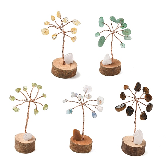 Украшения из натурального драгоценного камня дерево жизни, деревянная основа с медной проволокой, фен-шуй энергетический камень подарок для домашнего офиса украшение рабочего стола