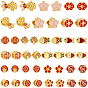44Pcs 11 Styles Alloy Enamel European Beads, Large Hole Beads, Golden