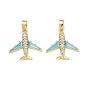 Латунные микропаве прозрачные подвески с фианитом, с эмалью, прелести самолета