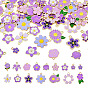 64Pcs 16 Styles Alloy Enamel Pendants, Cadmium Free & Lead Free, Flower Charms, Light Gold