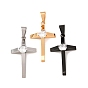 304 подвески из микро-паве из нержавеющей стали с фианитами, крестик