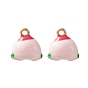 2pcs Emaille-Charms aus Messing, Nachahmung Obst, Licht Gold, Pfirsich Charme