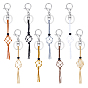7шт. вощеная хлопковая нить макраме мешочек брелок, с застежкой-карабином из сплава и железными кольцами
