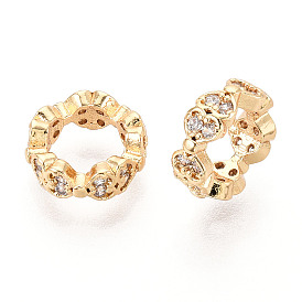 Латунь микропаве прозрачный кубический цирконий европейский бисер, бусины с большим отверстием, без кадмия, без никеля и без свинца, бантом