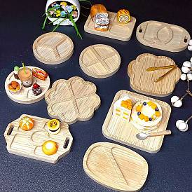 Mini Wooden Dessert Tray, for Dollhouse Accessories Pretending Prop Decorations