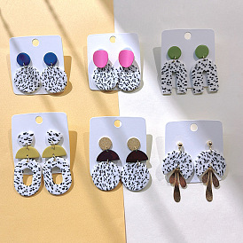 Black and white irregular dot soft clay earrings geometric clay earrings for women African