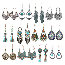 Bohemian Tassel Earrings with Exaggerated Retro Ethnic Style and Beaded Fringe
