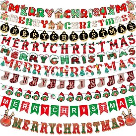 Бумажные флажки на рождественскую тему, подвесные баннеры, для праздничного украшения дома