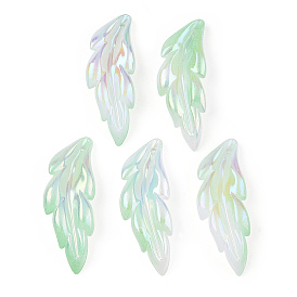 Transparent Acrylic Pendants, AB Color Plated, Feather Charm