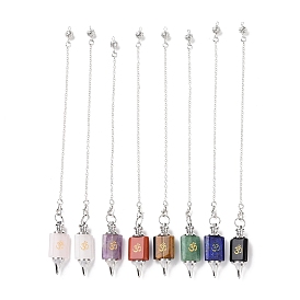 Gemstone Dowsing Pendulum Big Pendants, with Platinum Plated Brass Findings, Cadmium Free & Lead Free
