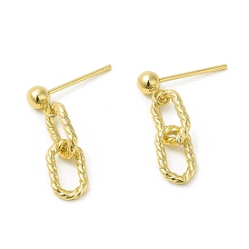 Brass Oval Dangle Stud Earrings for Women, Cadmium Free & Nickel Free & Lead Free