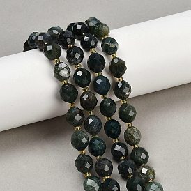 Природные моховой агат бисер нитей, граненые, овальные, с бисером