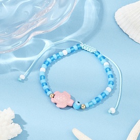 Браслеты из бисера черепахового цвета с синтетической бирюзой для женщин, с матовыми стеклянными бусинами