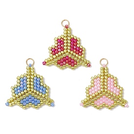 Подвески клевер из стеклянных бусин miyuki, с настоящими 18позолоченными 304 кольцами из нержавеющей стали