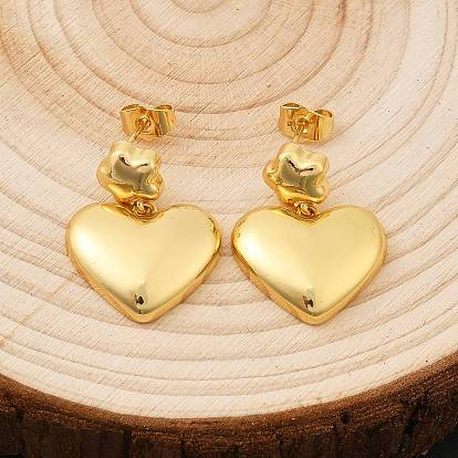 Серьги-гвоздики из латуни в форме сердца и звезды, стойки покрытие, долговечный, без кадмия и без свинца