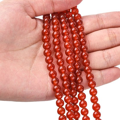 Natural Carnelian Beads Strands, Grade A, Dyed, Round