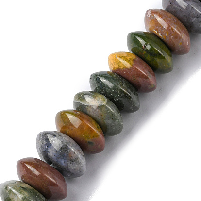 Natural Indian Agate Beads Strands, Saucer Beads, Rondelle