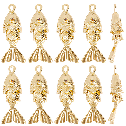 10 кулоны из латуни с прозрачным кубическим цирконием, рыбы прелести
