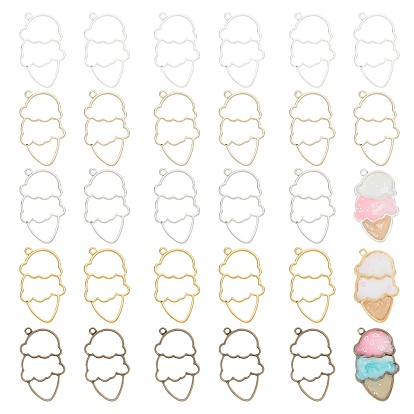 Alloy Open Back Bezel Pendants, For DIY UV Resin, Epoxy Resin, Pressed Flower Jewelry, Ice Cream