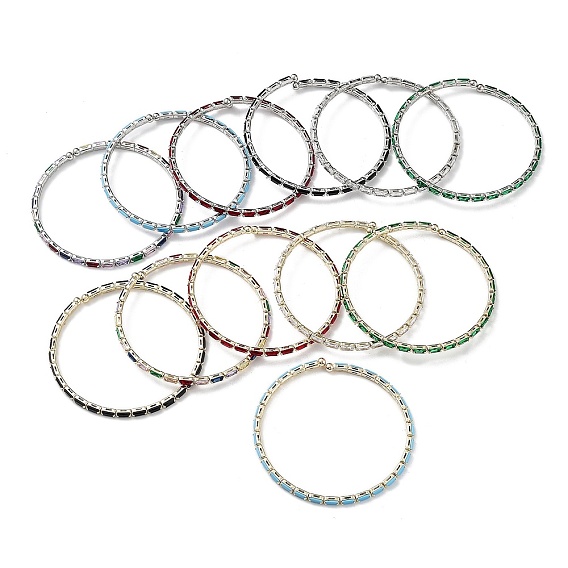 Латунь манжеты браслеты, с прямоугольником фианитами