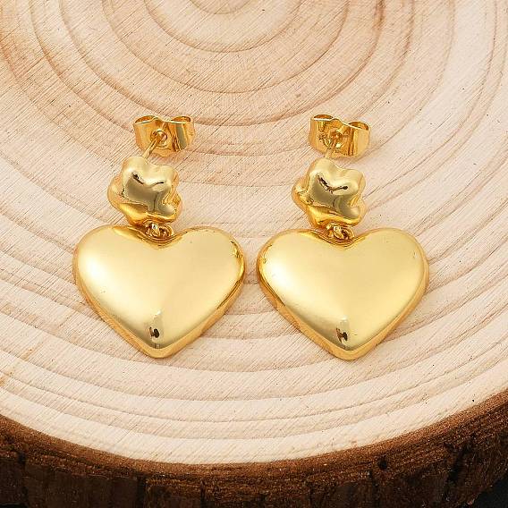 Серьги-гвоздики из латуни в форме сердца и звезды, стойки покрытие, долговечный, без кадмия и без свинца