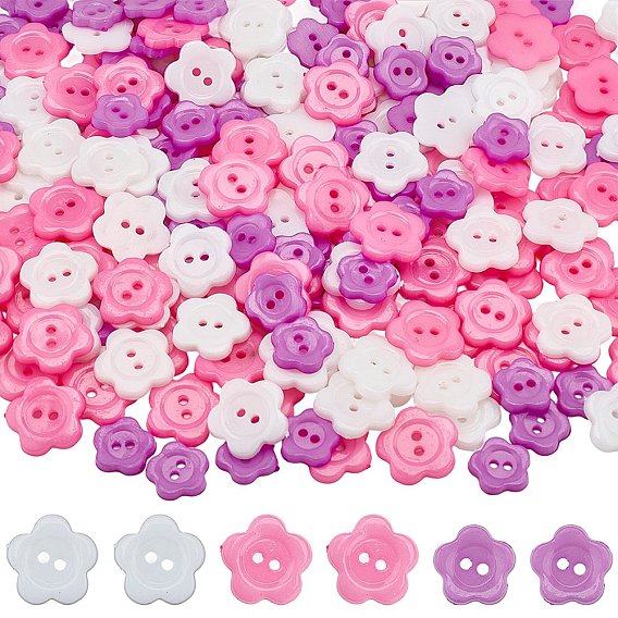 240 шт. 3 стили акриловых пришивных пуговиц для дизайна костюмов, пластиковые пуговицы , 2-луночное, цветок Wintersweet