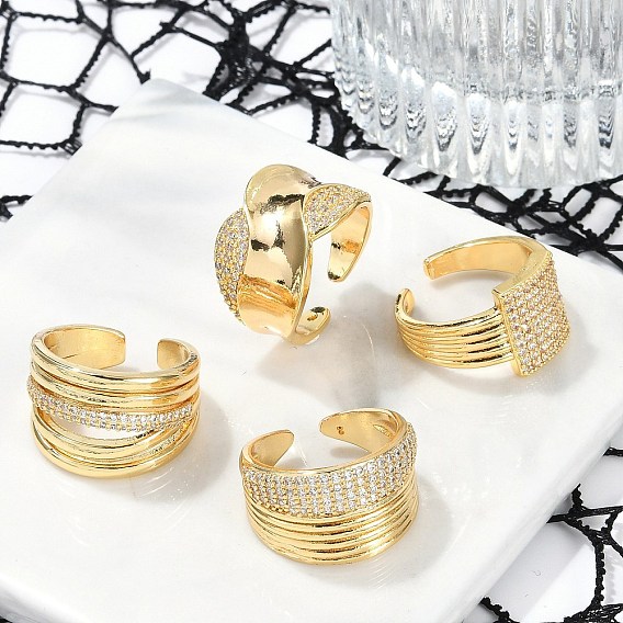 Открытые манжеты из латуни с микропаве и прозрачным цирконием для женщин