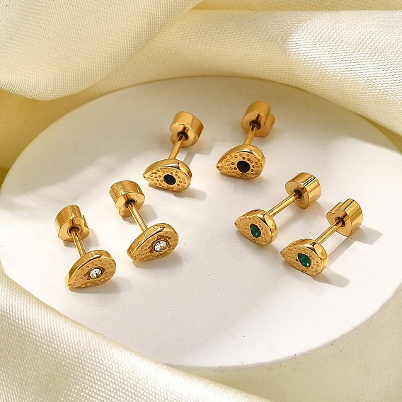 Ионное покрытие (ip) 304 серьги-гвоздики в форме капли из нержавеющей стали, со стразами, реальный 14 k позолоченный