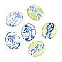 Handmade Porcelain Beads, Hand Painted, Oval