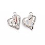 Rack Plating Alloy Pendants, with Glass, Faceted, Cadmium Free & Lead Free, Heart