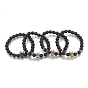 Stretch-Armbänder aus synthetischem Lavastein, mit Messing micro pave Zirkonia Zubehör, Krone