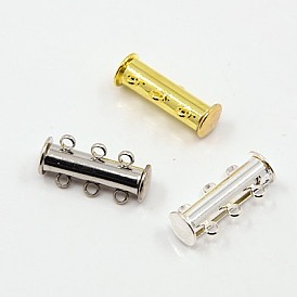 3-strands Brass Magnetic Slide Lock Clasps, 6-Holes, 20x10mm, Hole: 2mm