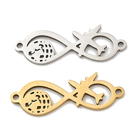 201 Stainless Steel Connector Charms, Infinity Airplane Earth Links