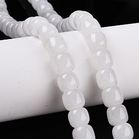 Natural White Jade Beads Strands, Barrel