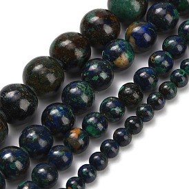 Натуральные нитки из бисера азурита, класса AB, круглые