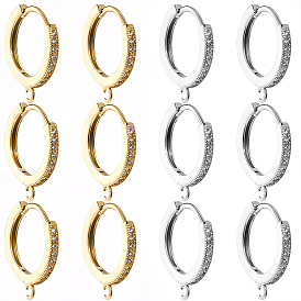 6 пары 2 цвета, покрытие, латунь, микропаве, кубический цирконий, серьги-кольца, фурнитура, долговечный, без свинца и без кадмия