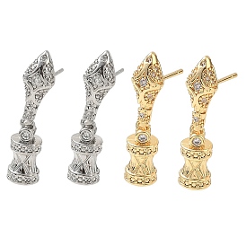 Фурнитура для серег из латуни с кубическим цирконием, змея